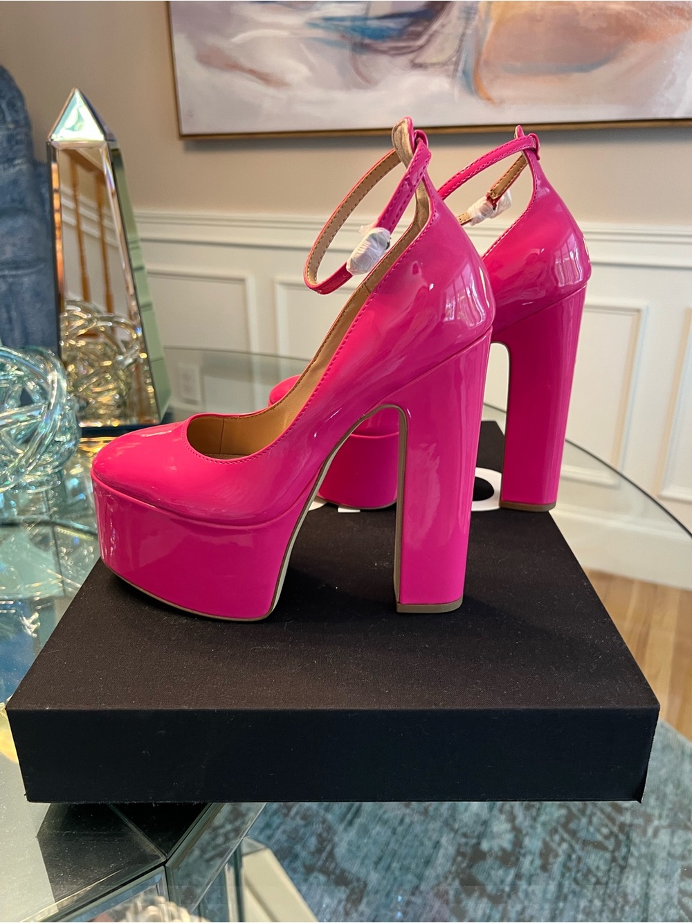 Steve Madden Hot Pink Patent Platform Mary Jane Heels